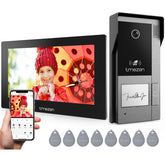 TMEZON 2 Way Audio Intercom System, Monitor with Doorbell, Unlocking with RFID Cards, Monitor or APP, Human Motion Detection, 2-Wire Doorphone