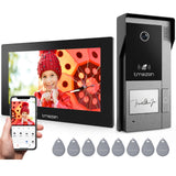 TMEZON 2 Way Audio Intercom System, Monitor with Doorbell, Unlocking with RFID Cards, Monitor or APP, Human Motion Detection, 2-Wire Doorphone