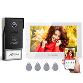 TMEZON 2 Wires Intercom System, HD Monitor with 1080P Doorbell, 2-Way Audio, Remote Unlock, 3 Unlocking, APP/ RFID/ Monitor, Used in 1 & 2 Families