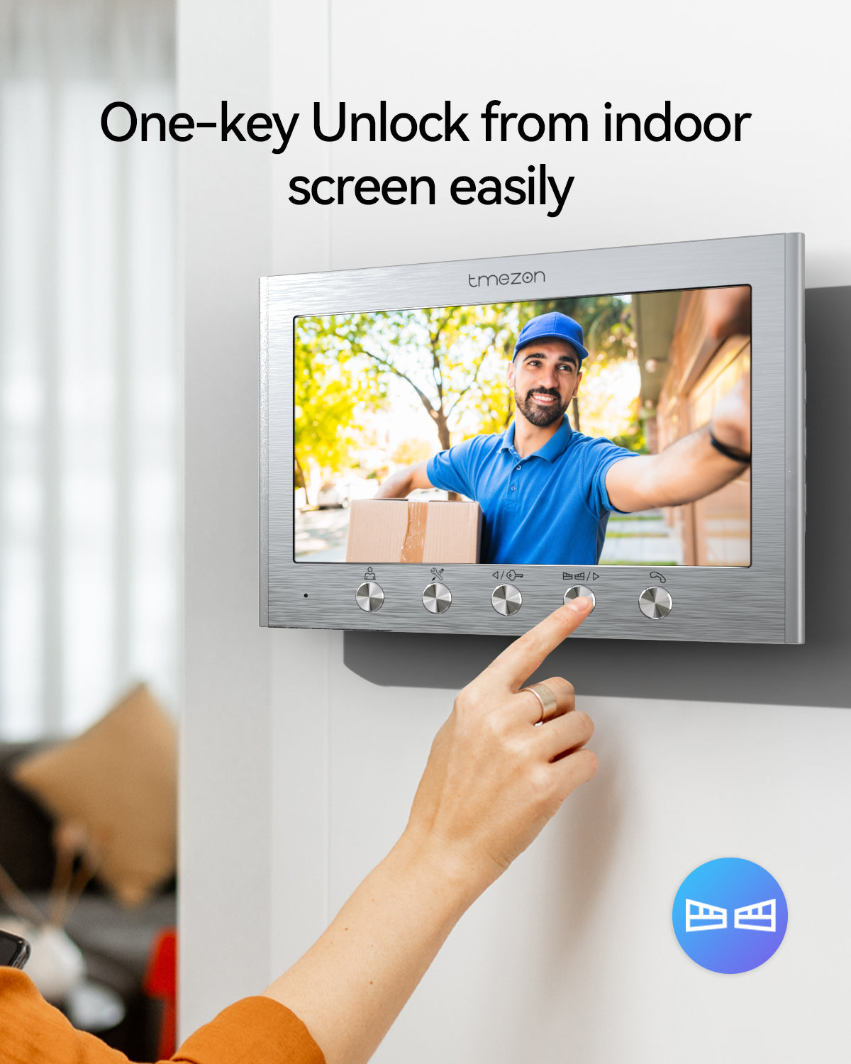 TMEZON 2-Wire Video Door Intercom System, Intercom with Door Opener, 7-inch Monitor and HD Doorbell Camera, 2-Way Audio, Night Vision, 16 Ringtones, DC32V