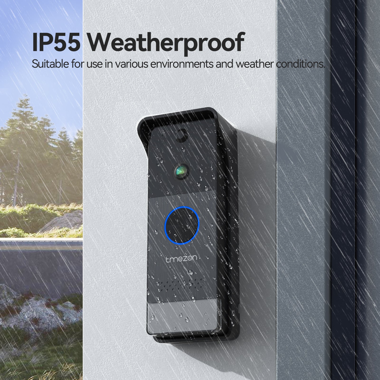 TMEZON Wireless WiFi Video Doorbell with 7" Touchscreen, 1080P HD Doorbell Camera with Solar Powered, 160° Wide Angle, Two-Way Audio, PIR Motion Detection, App Control, 2.4/5GHz WiFi, Night Vision