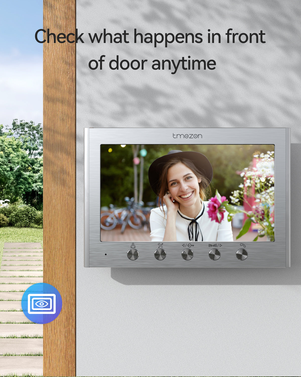 TMEZON 2-Wire Video Door Intercom System, Intercom with Door Opener, 7-inch Monitor and HD Doorbell Camera, 2-Way Audio, Night Vision, 16 Ringtones, DC32V