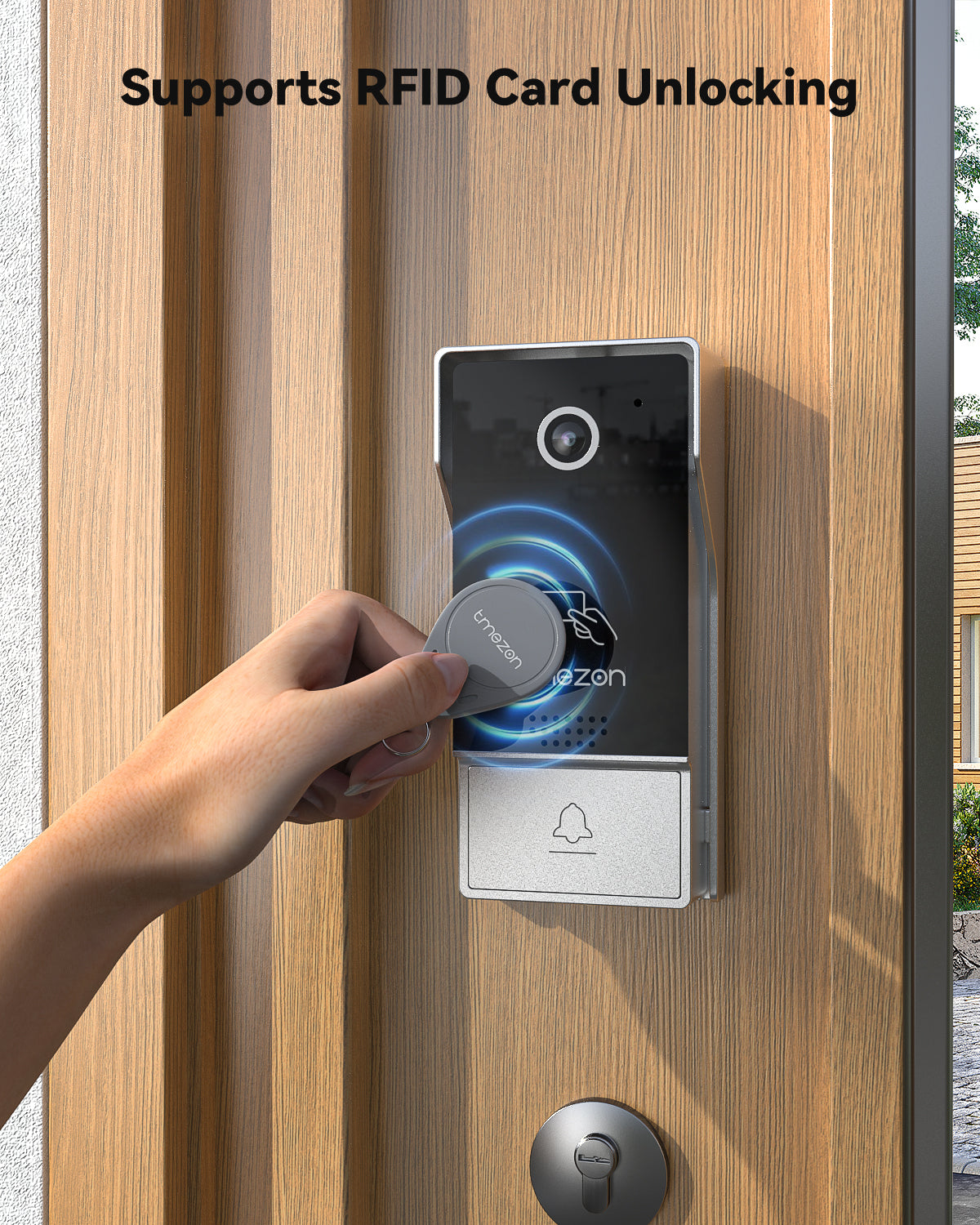 TMEZON 7" IP Touch Screen & HD 1080P Doorbell System, 4 Wire Intercom Doorphone, 2 Ways Audio, APP Control, Unlocking with Monitor, APP & RFID Tags