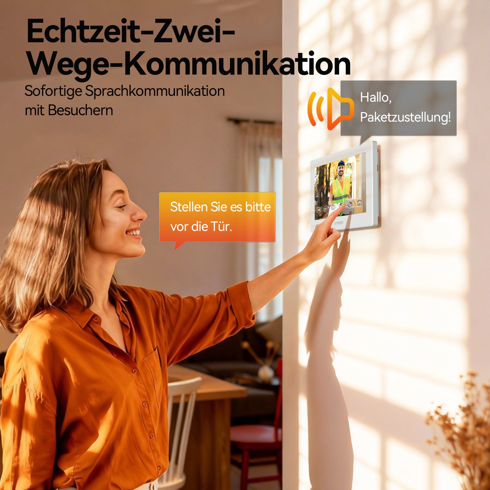 TMEZON WiFi Video Door Intercom System, 7" IP Color Touchscreen with 1080P Doorbell, 2-Wire Doorphone, Two-Way Audio, Human Detection, 3 Unlocking Methods & App Control