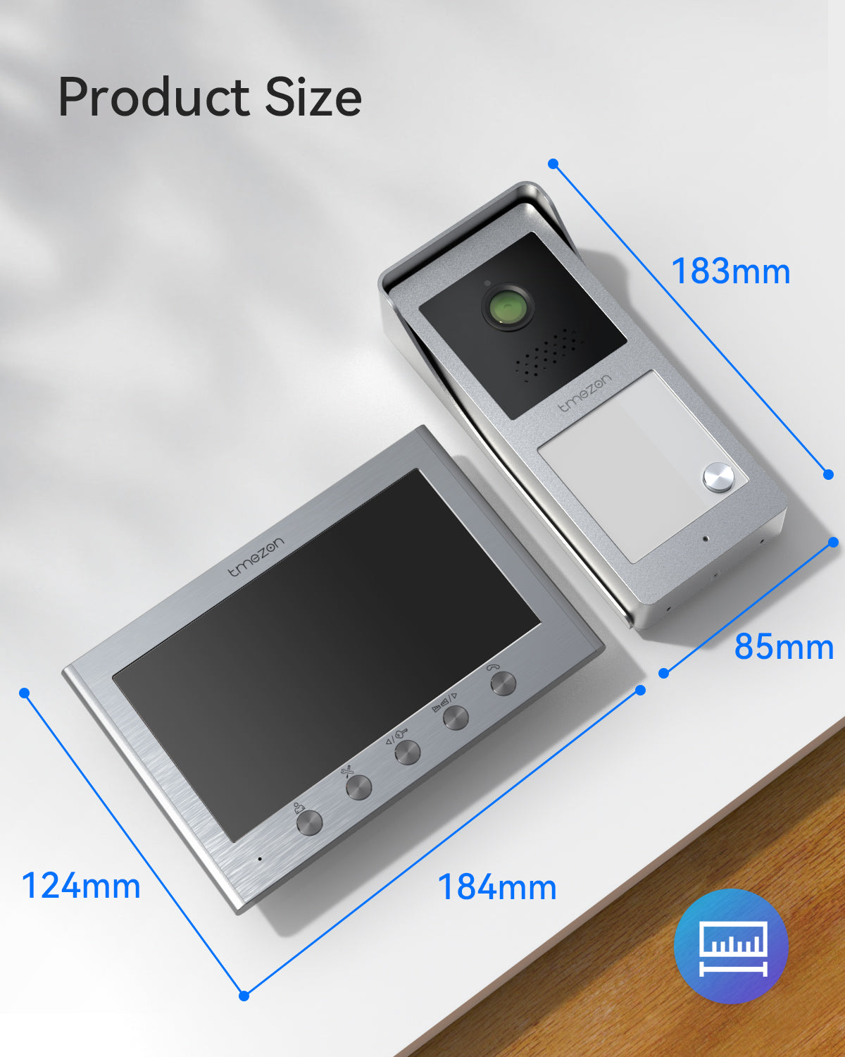 TMEZON 2-Wire Video Door Intercom System, Intercom with Door Opener, 7-inch Monitor and HD Doorbell Camera, 2-Way Audio, Night Vision, 16 Ringtones, DC32V