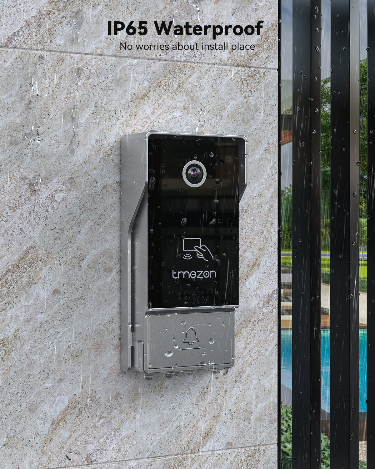 TMEZON 7" IP Touch Screen & HD 1080P Doorbell System, 4 Wire Intercom Doorphone, 2 Ways Audio, APP Control, Unlocking with Monitor, APP & RFID Tags