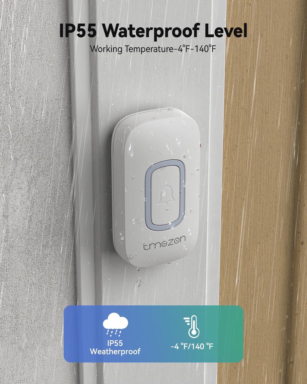 TMEZON Wireless Doorbell with USB Receiver, 60 Melodies, 5 Volume Levels, Colorful RGB Doorbell for Home, Plug & Play   MZ-DC1
