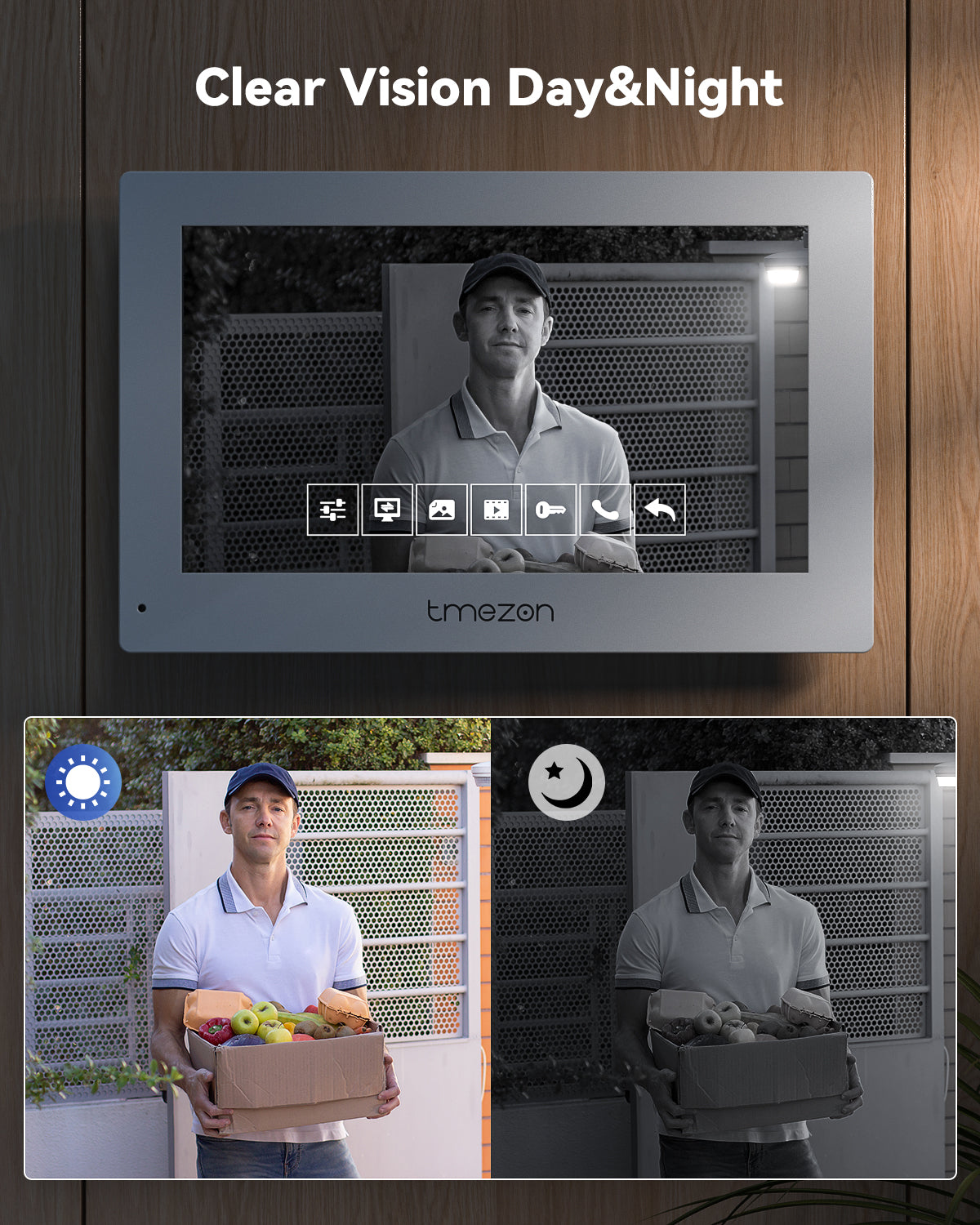 TMEZON 7" IP Touch Screen & HD 1080P Doorbell System, 4 Wire Intercom Doorphone, 2 Ways Audio, APP Control, Unlocking with Monitor, APP & RFID Tags