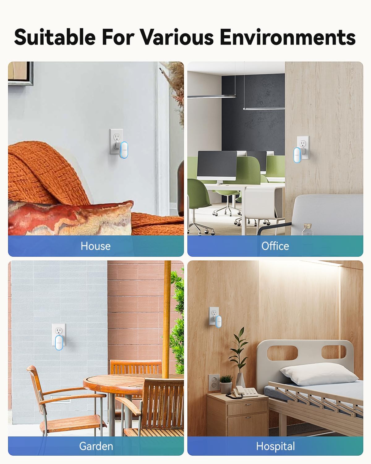 TMEZON Wireless Doorbell with USB Receiver, 60 Melodies, 5 Volume Levels, Colorful RGB Doorbell for Home, Plug & Play   MZ-DC1