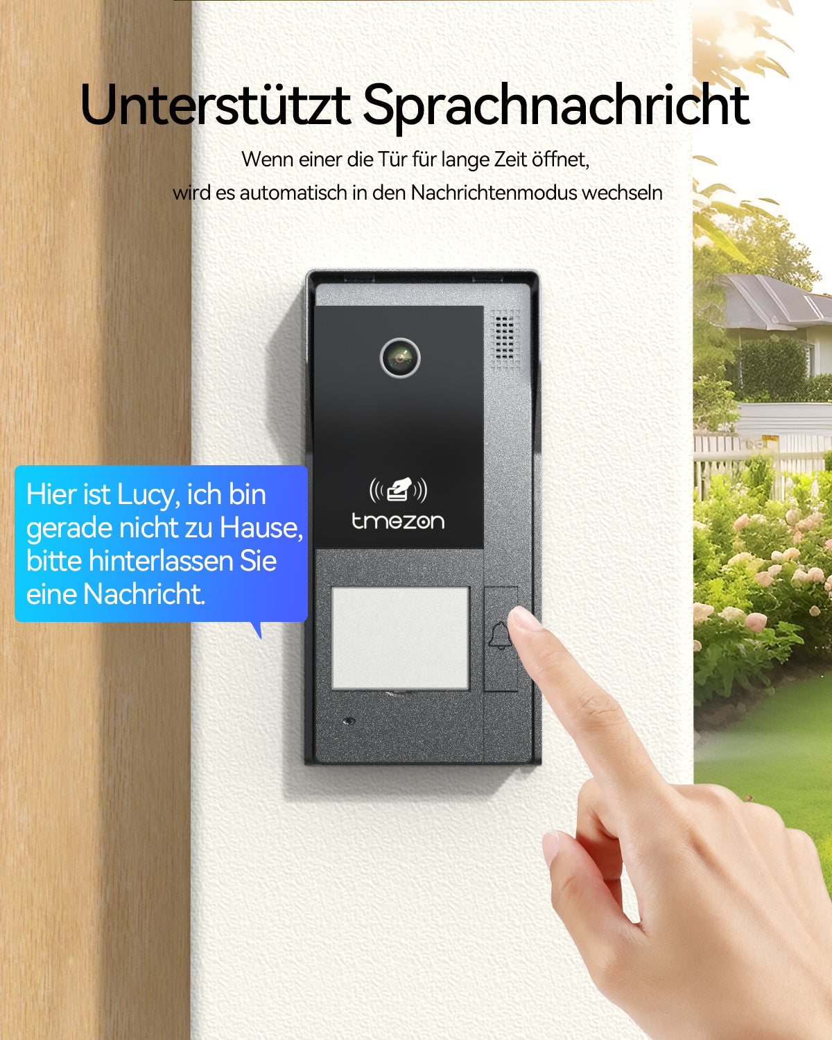 TMEZON 2 Way Audio Intercom System, Monitor with Doorbell, Unlocking with RFID Cards, Monitor or APP, Human Motion Detection, 2-Wire Doorphone