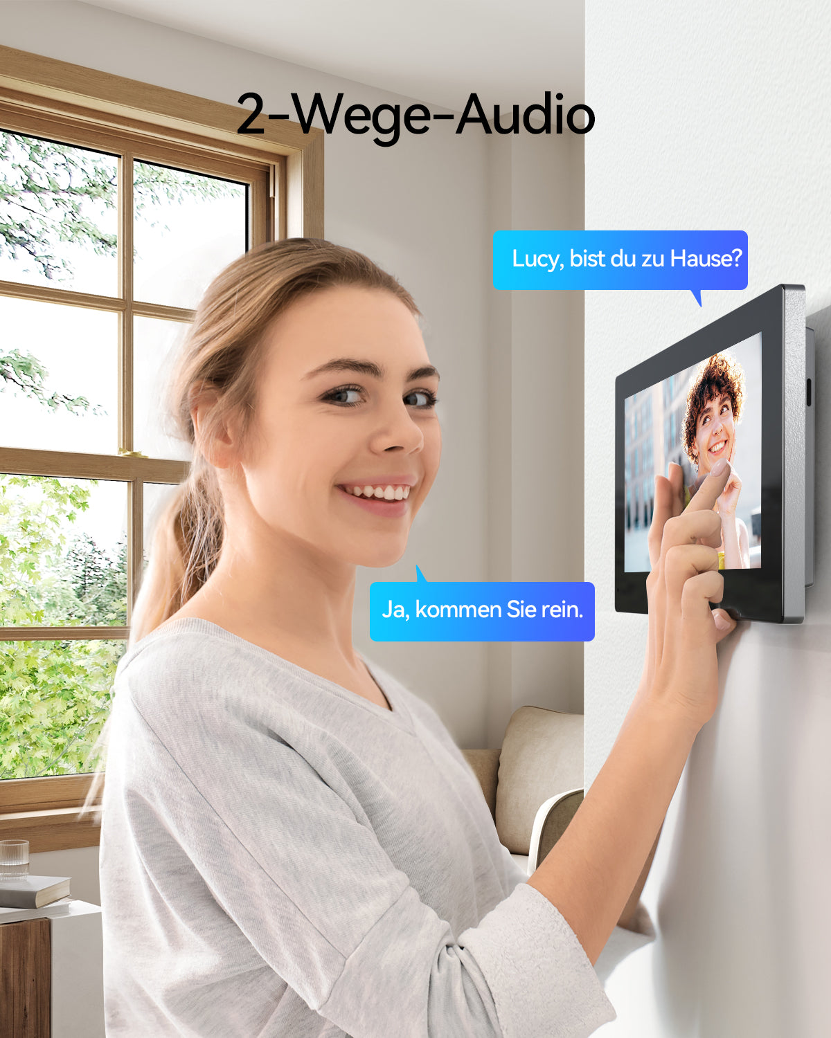 TMEZON 2 Way Audio Intercom System, Monitor with Doorbell, Unlocking with RFID Cards, Monitor or APP, Human Motion Detection, 2-Wire Doorphone