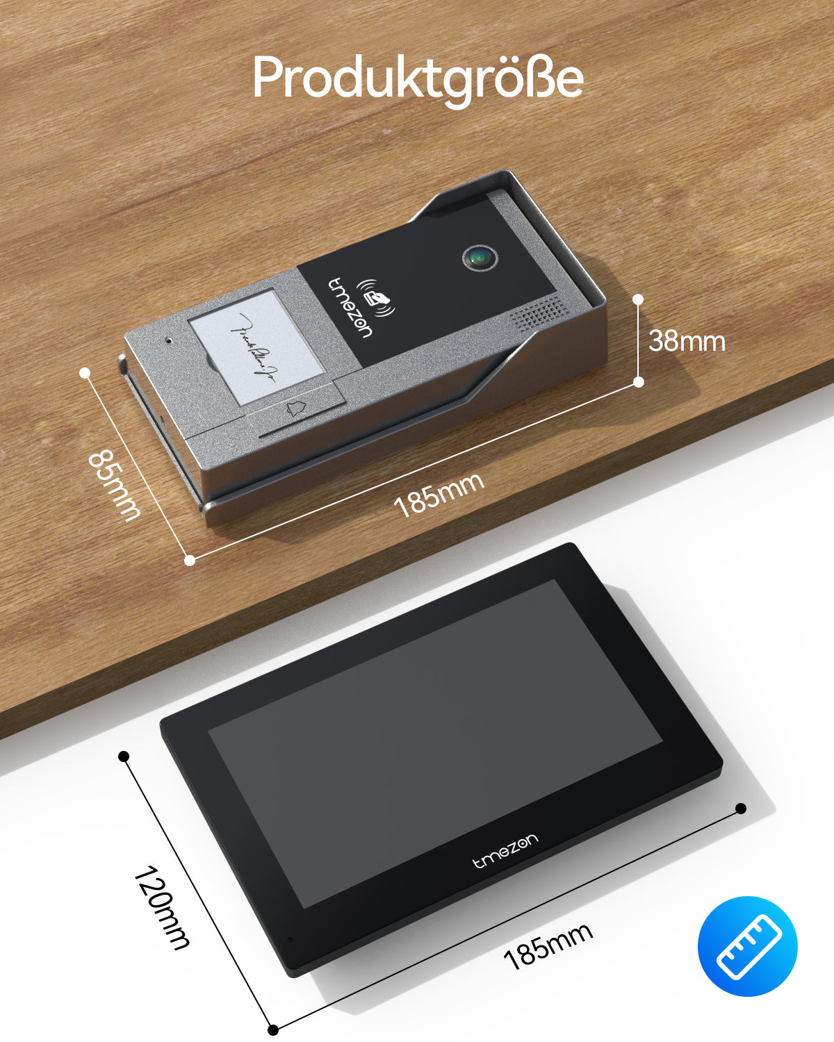 TMEZON 2 Way Audio Intercom System, Monitor with Doorbell, Unlocking with RFID Cards, Monitor or APP, Human Motion Detection, 2-Wire Doorphone