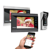 【NEW TUYA 1080P】TMEZON 7 Inch Wireless Wifi Smart Video DoorPhone Intercom System with 2 Monitor + 1 Rainproof Doorbell Camera