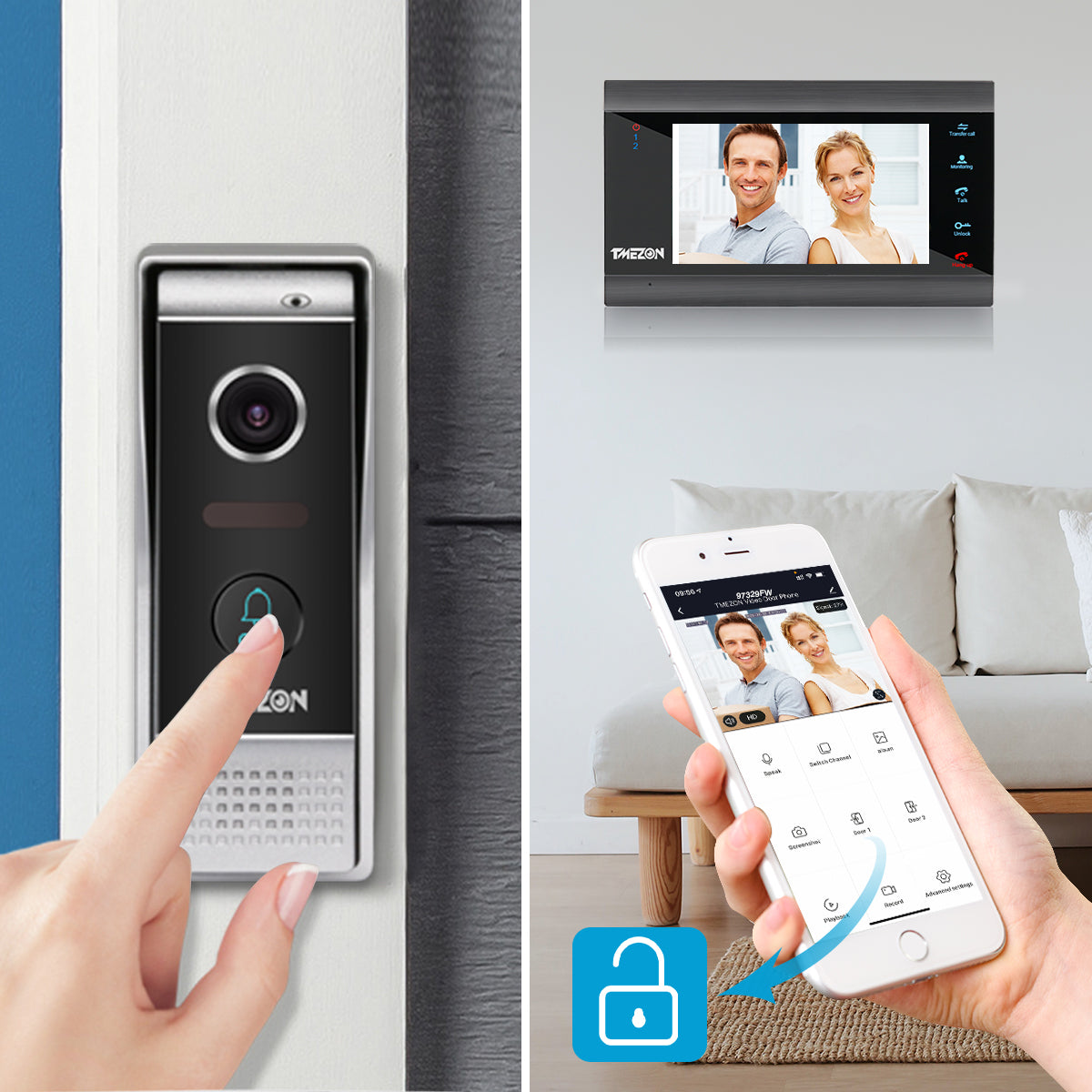 Door Bell Camera Wireless TMEZON Wired Video Intercom System,